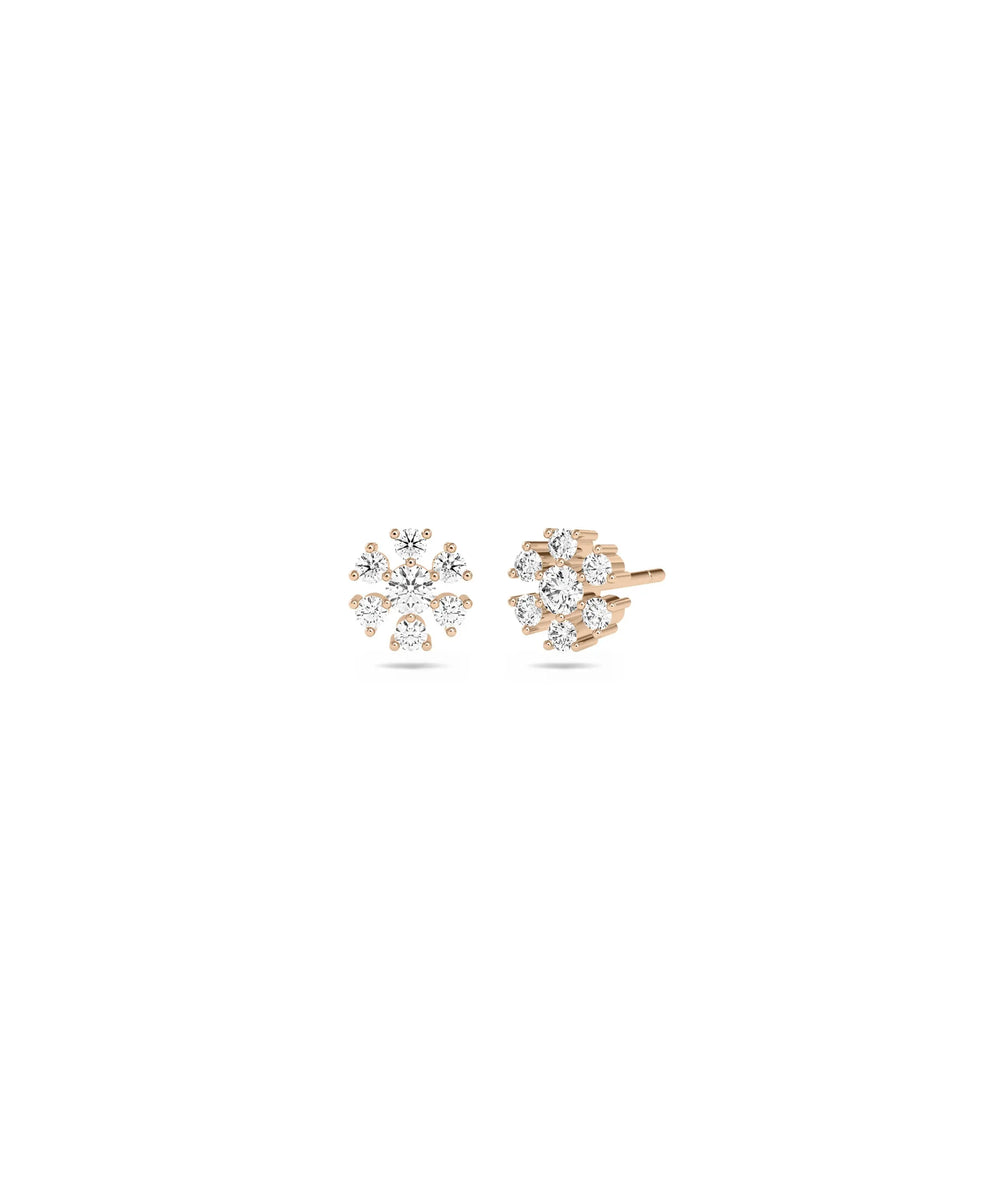 Diamond Flower Stud Earrings - 79e | Everyday 14K Gold Jewelry