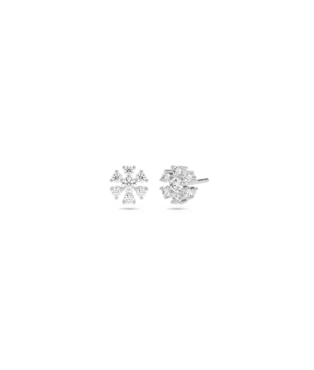 Diamond Flower Stud Earrings - 79e | Everyday 14K Gold Jewelry