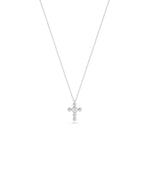 Diamond Solitaire Cross Charm in white gold elegant spiritual