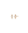 Top and Bottom Beaded Diamond Stud Earrings - 79e | Everyday 14K Gold Jewelry