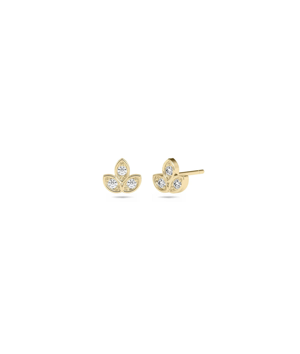 Diamond Leaf Stud Earring - 79e | Everyday 14K Gold Jewelry