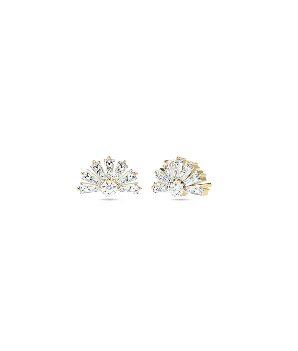 Diamond Fan Stud Earring - 79e | Everyday 14K Gold Jewelry