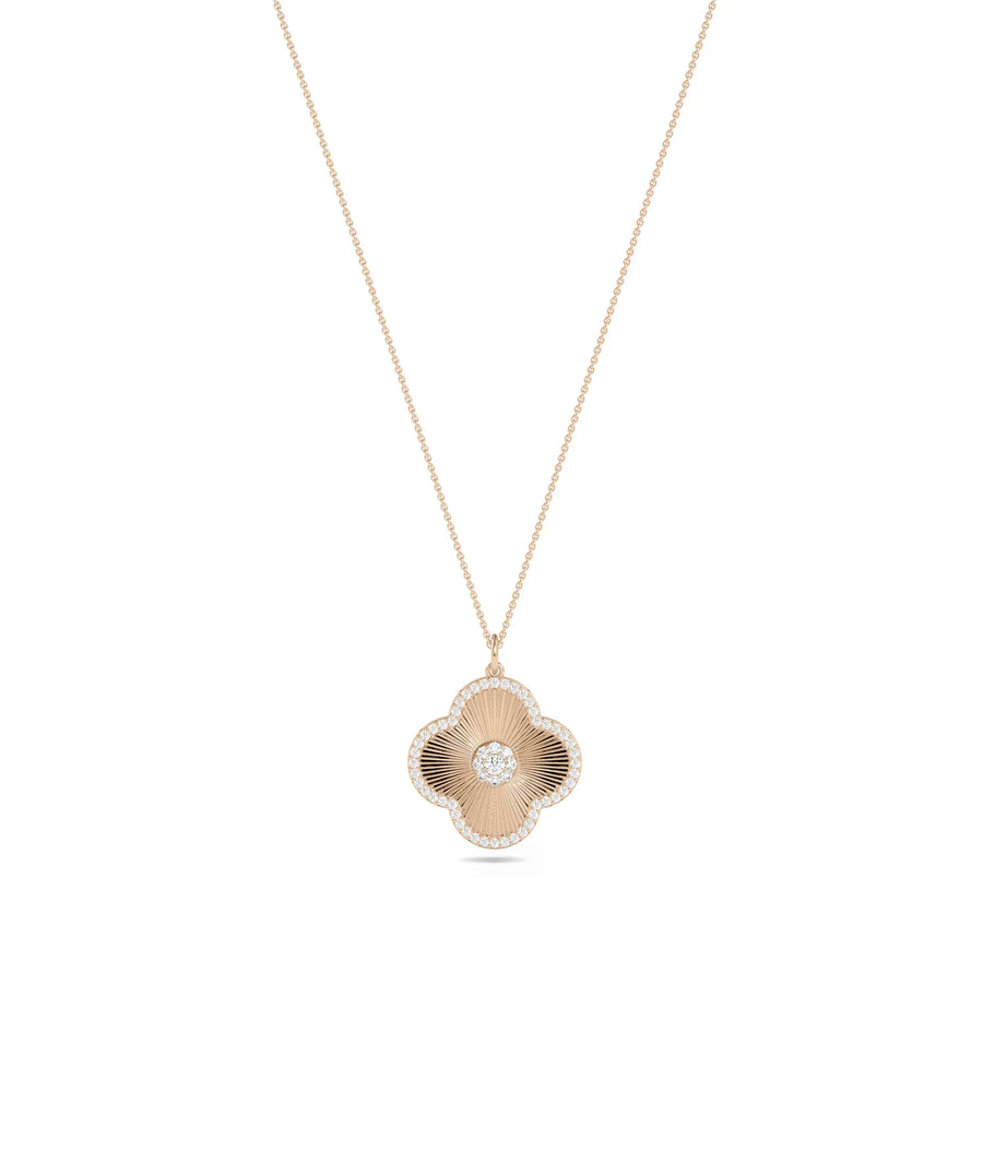 Clover Diamond Charm in rose gold warm lucky elegance
