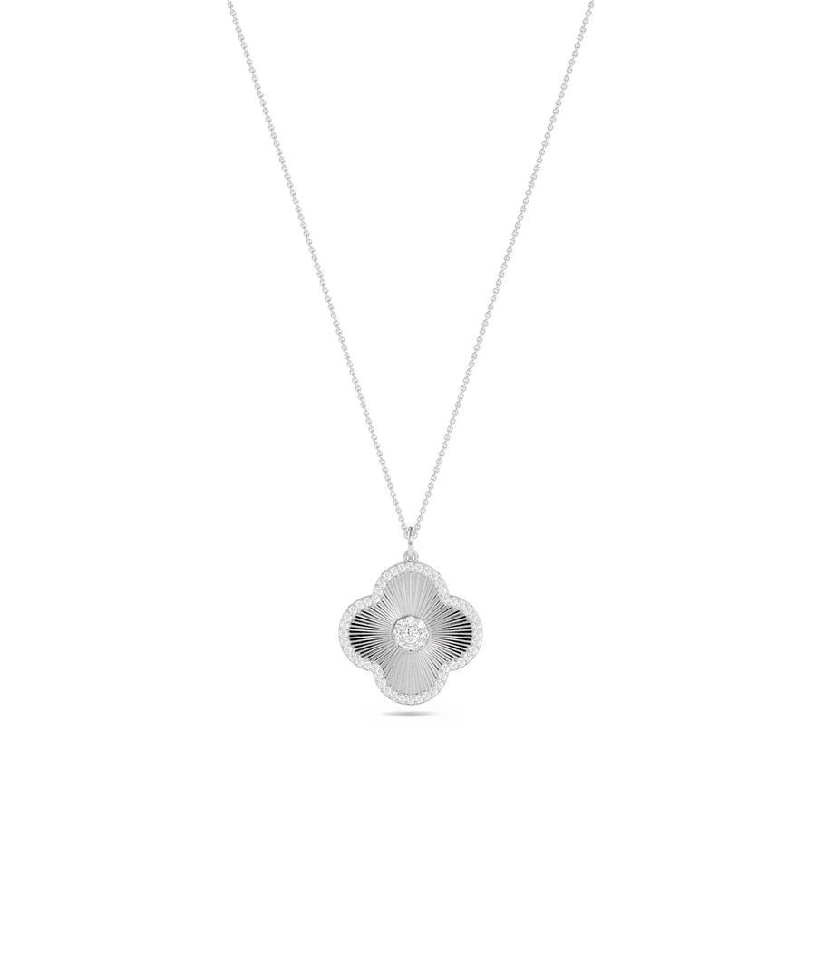 Clover Diamond Charm in white gold brilliant fortunate sparkle