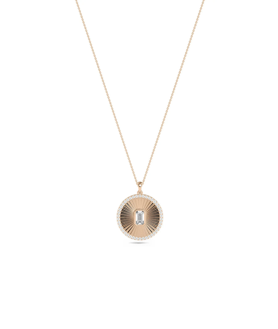 Diamond Outline Circle with Custom Solitaire in rose gold warm elegance