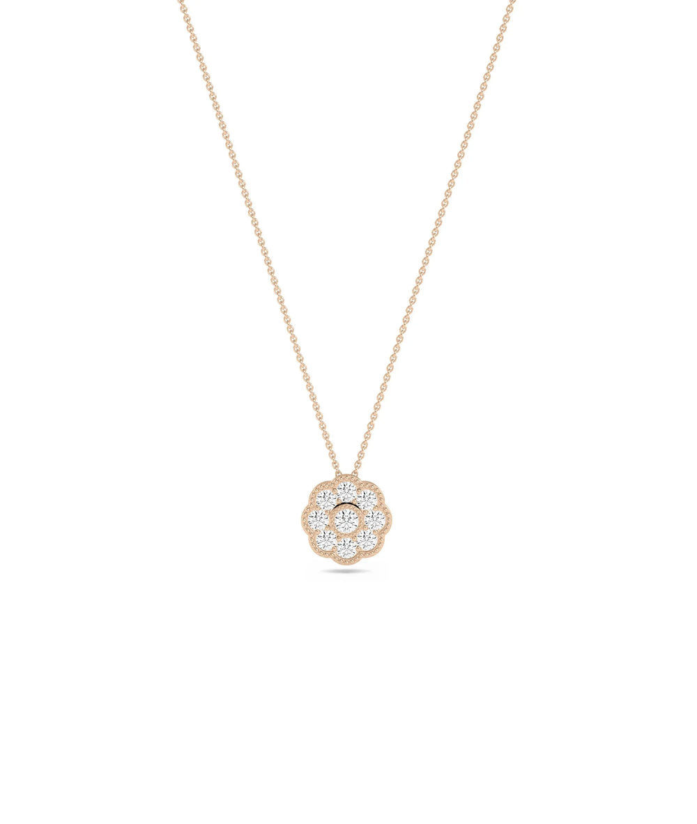 Diamond Flower Necklace in rose gold warm natural elegance