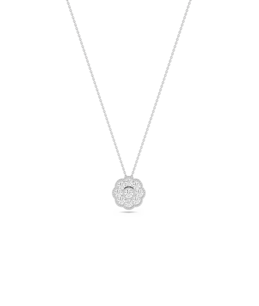 Diamond Flower Necklace in white gold brilliant botanical sparkle