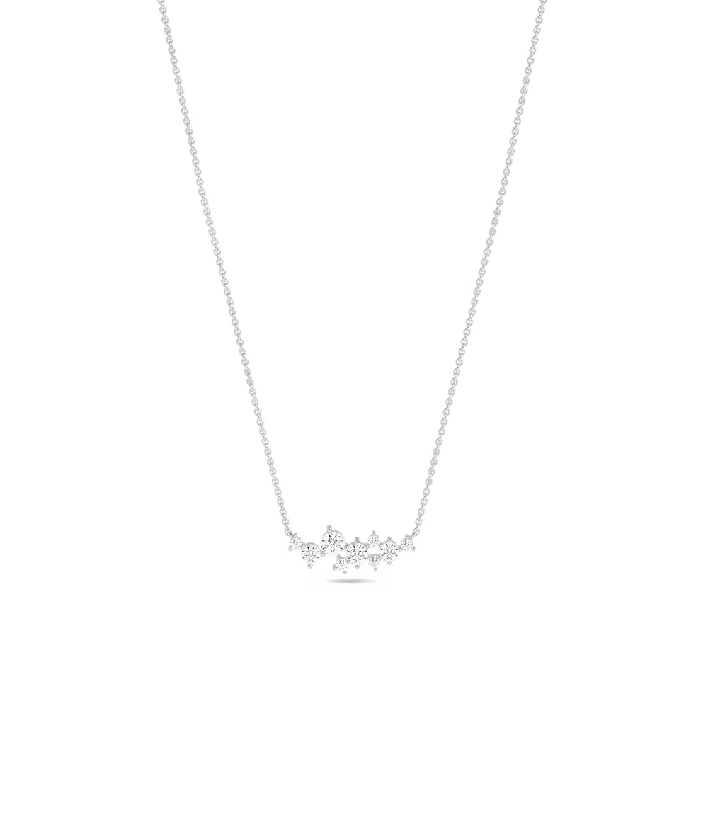 Diamond Cluster Necklace in white gold brilliant contemporary sparkle
