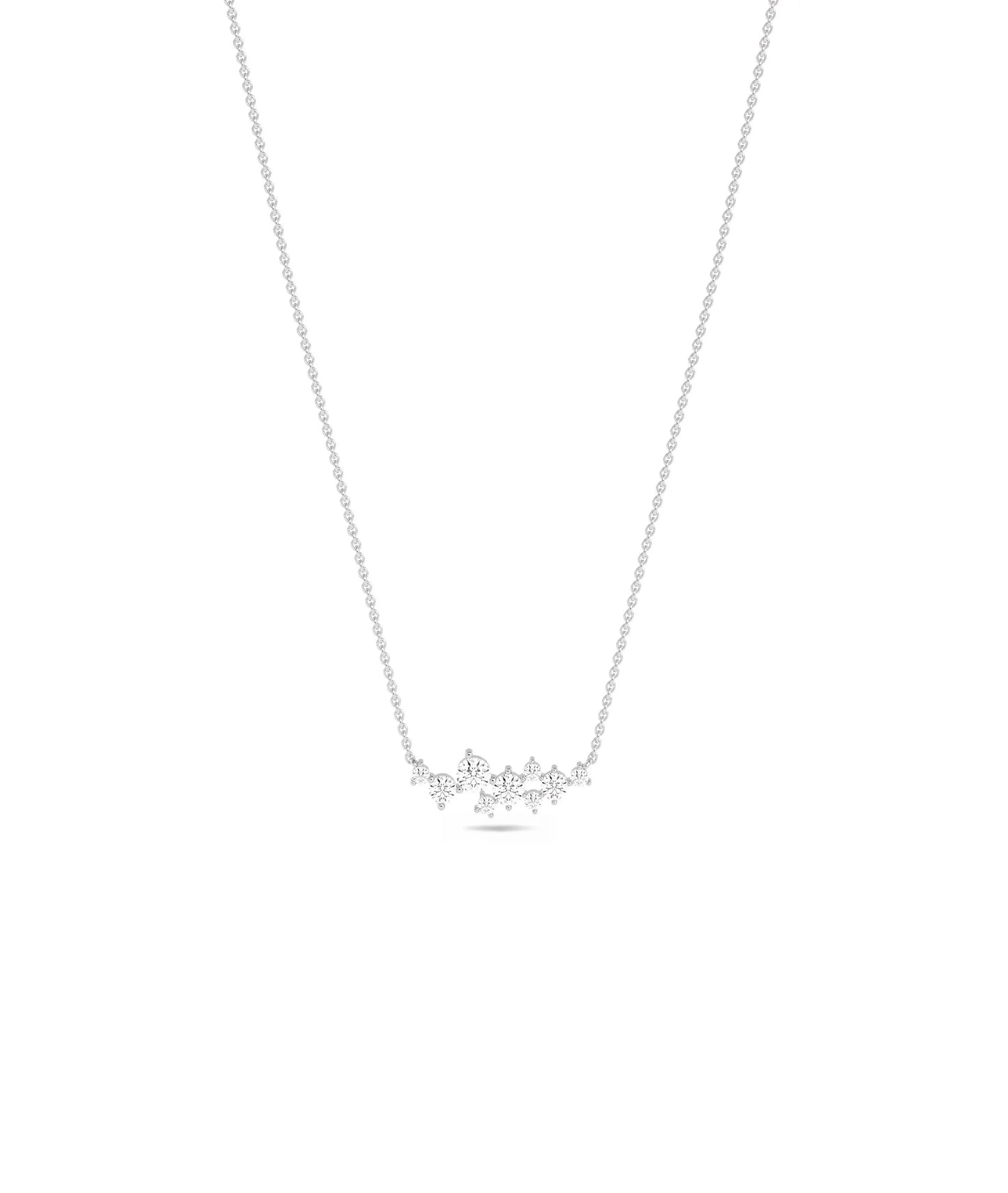 Diamond Cluster Necklace in white gold brilliant contemporary sparkle
