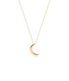 Gold Solid Crescent Necklace in yellow gold with moon pendant front view