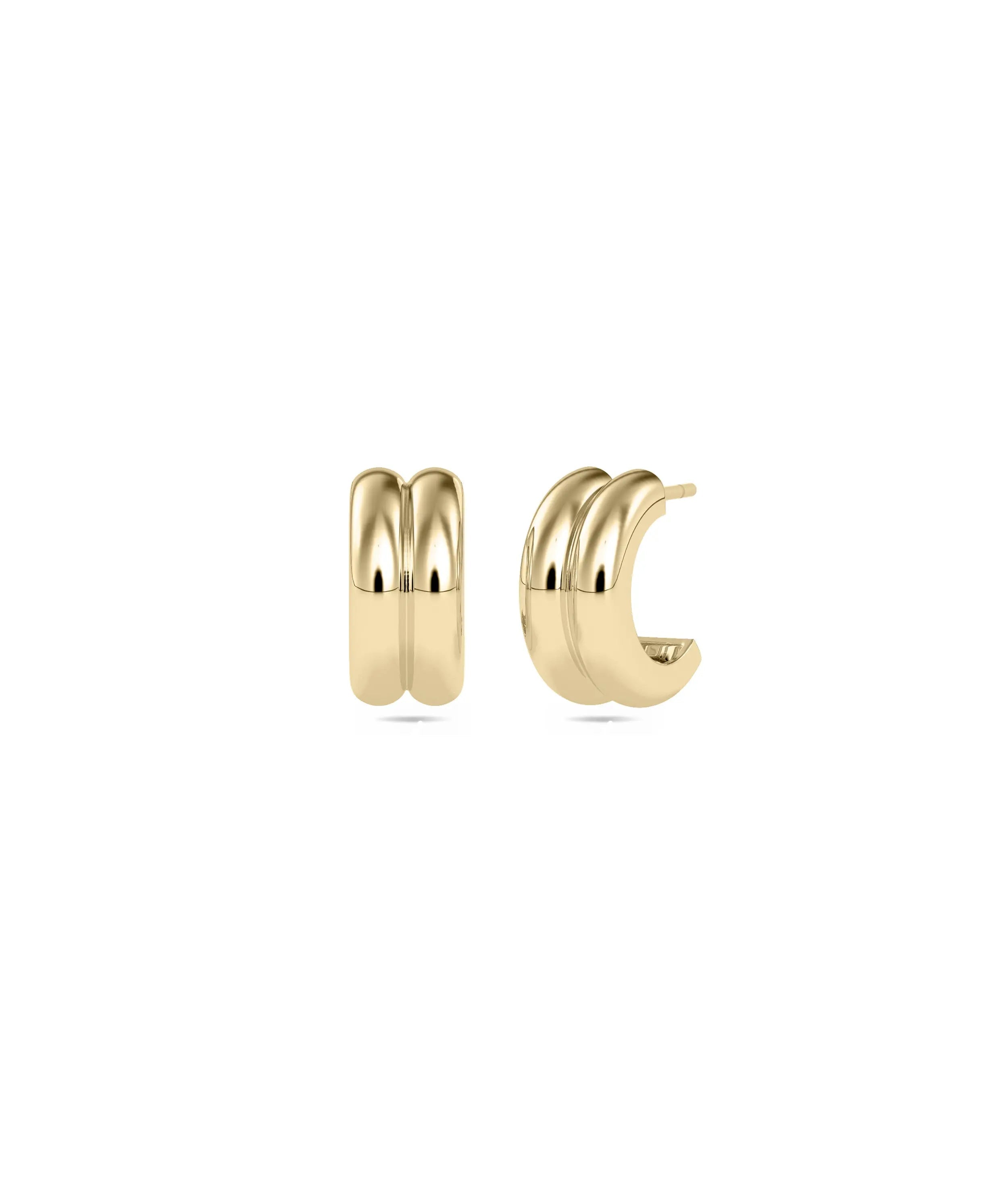 2 Row Gold Half Hoop Earring - 79e | Everyday 14K Gold Jewelry