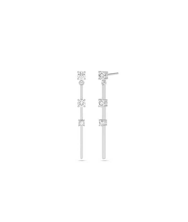 3 Stone Diamond Solitaire Dangle Earring - 79e | Everyday 14K Gold Jewelry alternate view