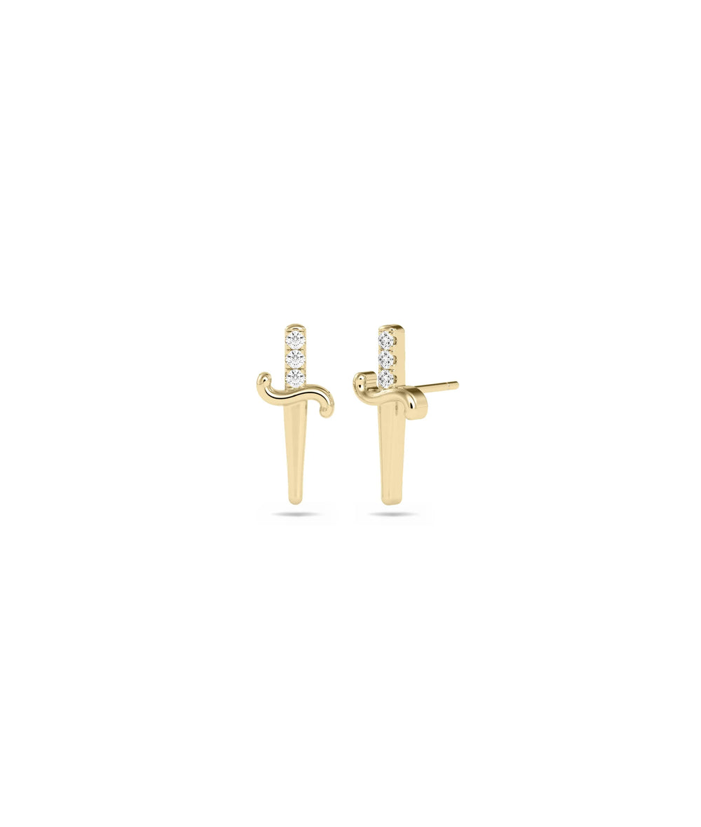 Diamond Sword Stud Earring - 79e | Everyday 14K Gold Jewelry
