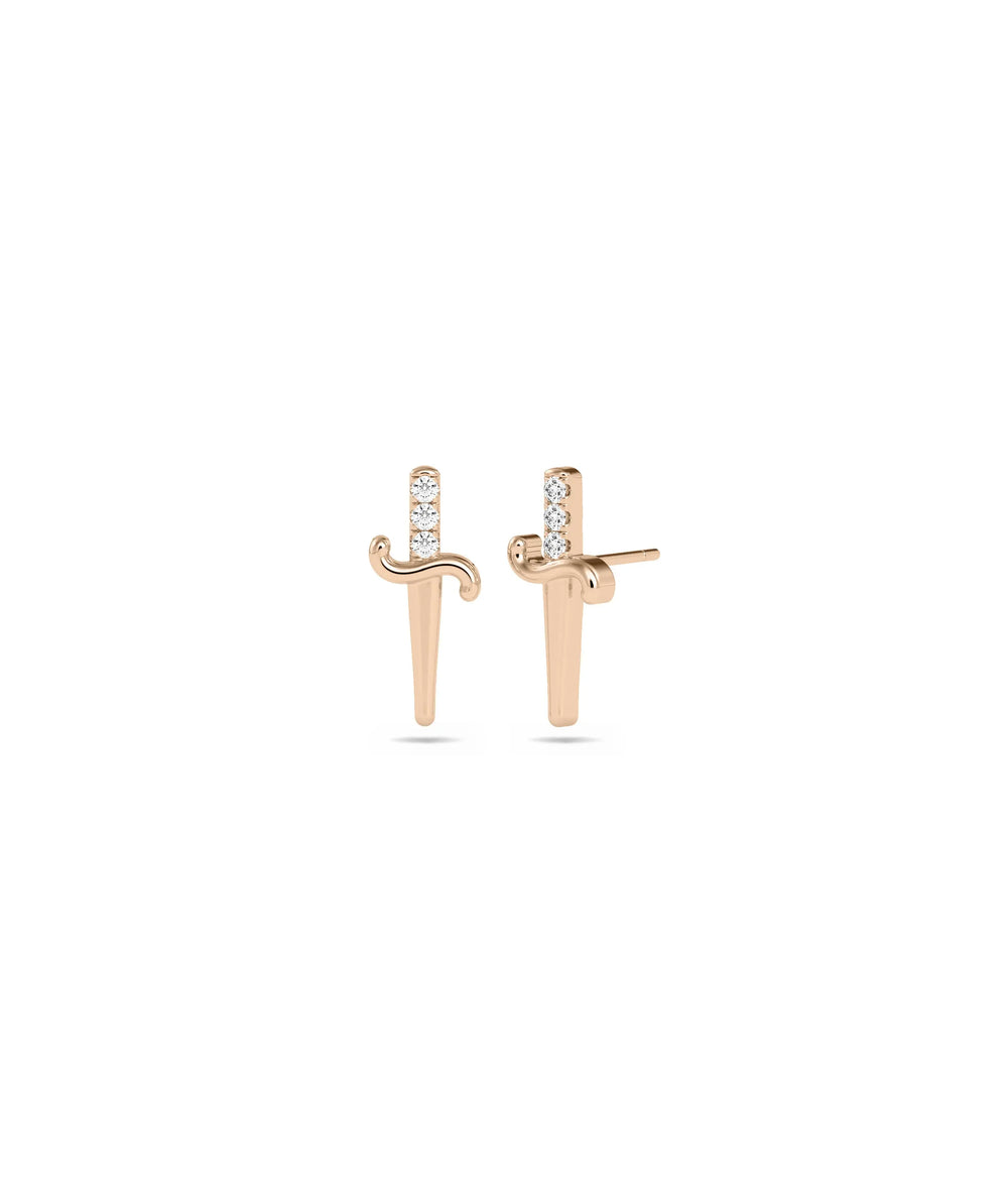 Diamond Sword Stud Earring - 79e | Everyday 14K Gold Jewelry