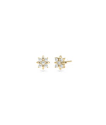 Diamond Flower Stud Earrings - 79e | Everyday 14K Gold Jewelry