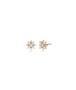 Diamond Flower Stud Earrings - 79e | Everyday 14K Gold Jewelry