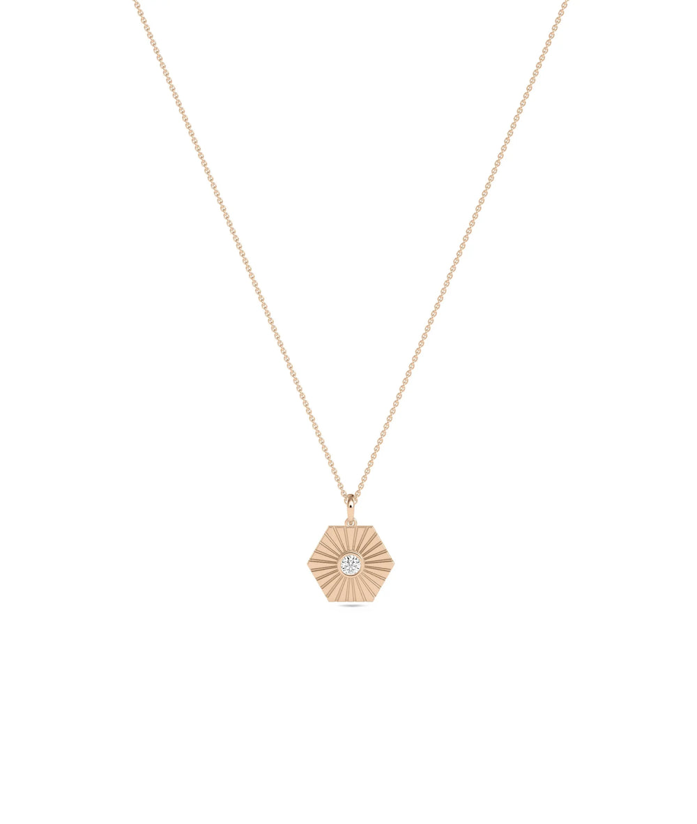 Hexagonal Diamond Charm in rose gold warm modern sophistication