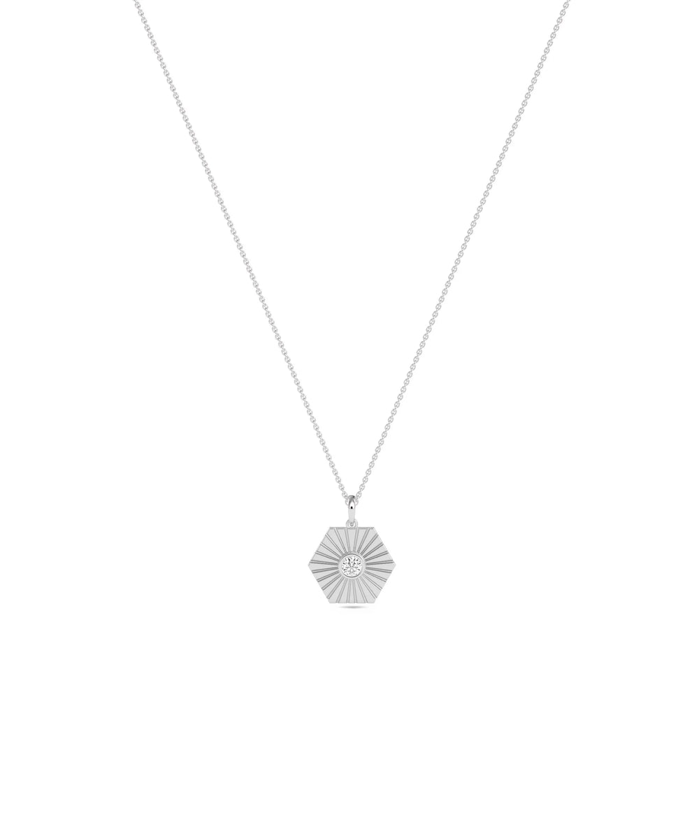 Hexagonal Diamond Charm in white gold refined contemporary sparkle