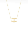 Gold Horizontal Initial Bar Necklace