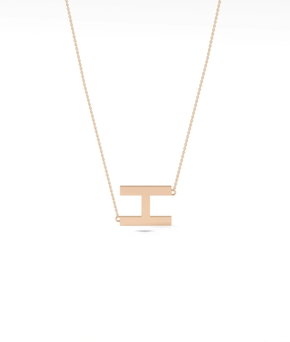Rose gold Gold Horizontal Initial Necklace with personalized horizontal bar design