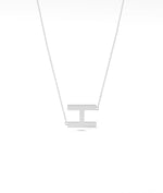 Gold Horizontal Initial Necklace in white gold featuring sleek horizontal initial bar