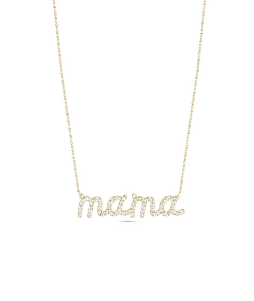 Custom Diamond Mantra Pave Necklace in yellow gold inspirational word