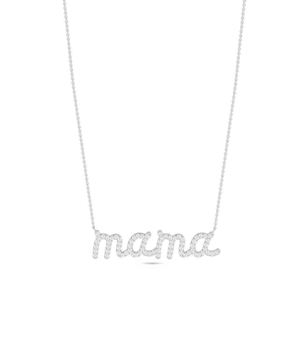 Diamond Mantra Necklace in white gold brilliant affirmation sparkle