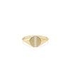 Diamond Straight Line Circle Signet Band Ring in yellow gold with circular face and diamond line