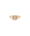 Rose gold Diamond Straight Line Circle Signet Band Ring with modern circular signet styling