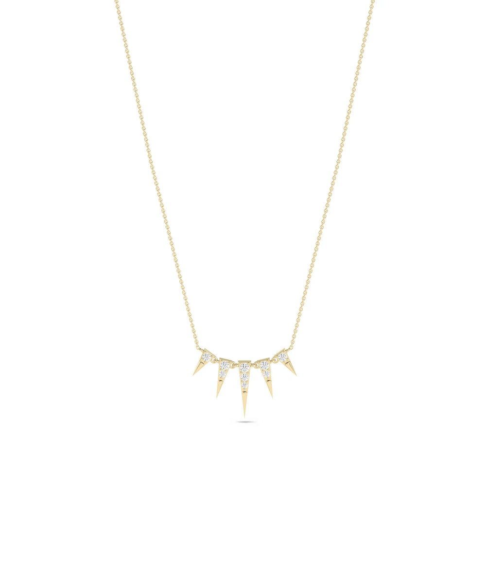 Diamond Spikes Necklace in yellow gold geometric edgy design