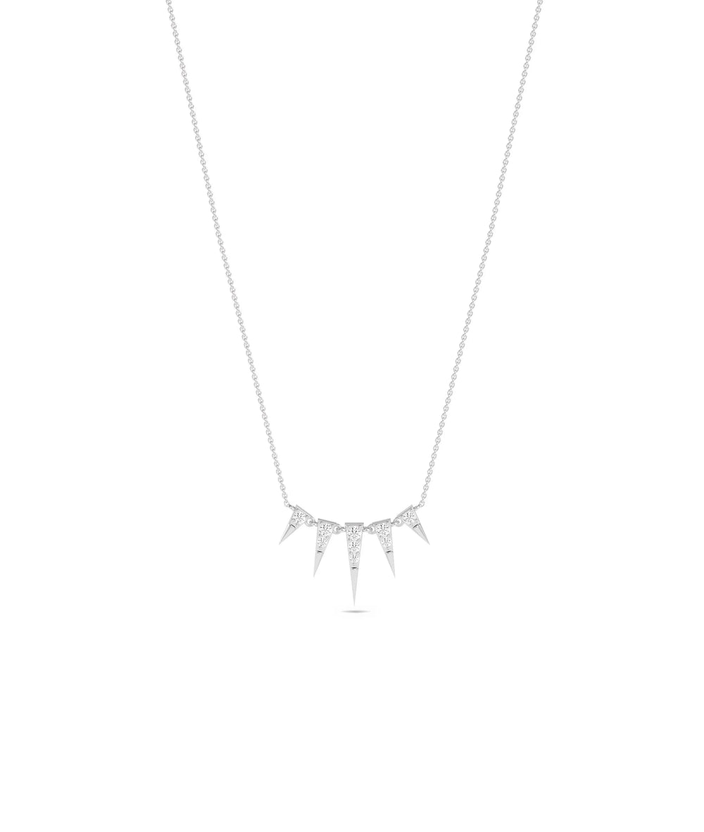 Diamond Spikes Necklace in white gold fierce contemporary sparkle