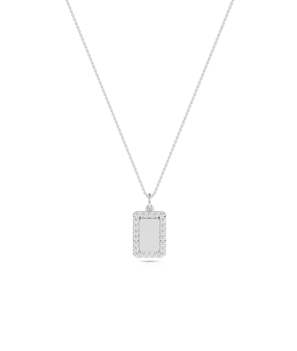 Diamond Outline Biscuit Charm in white gold refined petite elegance