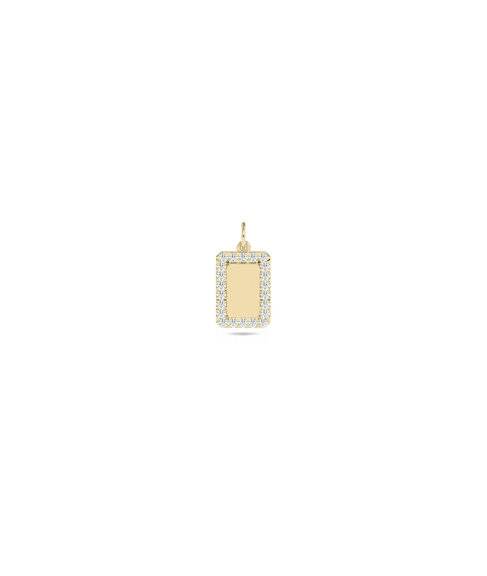 Diamond Outline Biscuit Charm in yellow gold petite tag sparkle