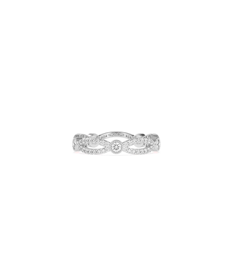 Diamond Solitaire and Pave Band Ring in white gold featuring solitaire with pave sparkle