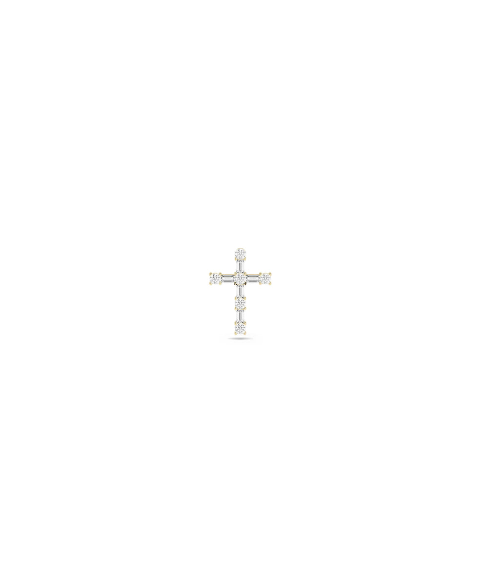 Diamond Cross Charm in yellow gold with substantial 0.35 Cttw sparkle
