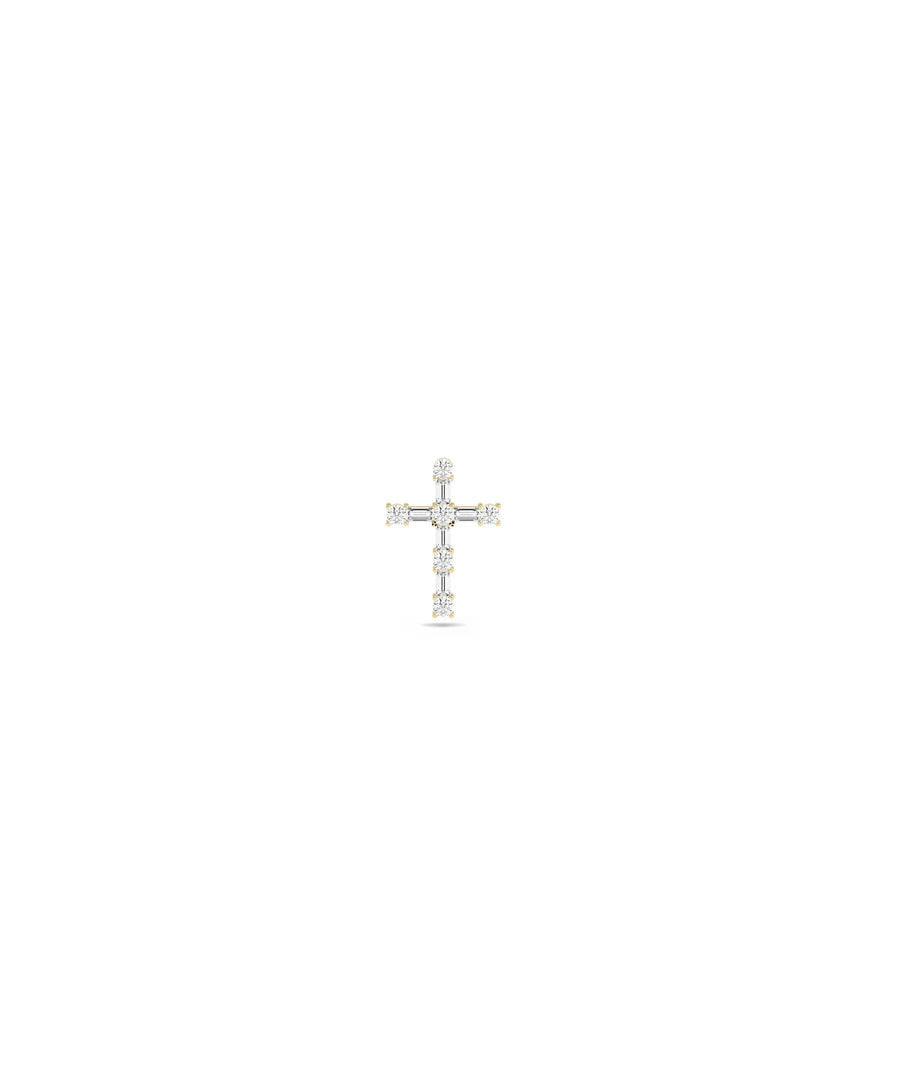 Diamond Cross Charm in yellow gold with substantial 0.35 Cttw sparkle