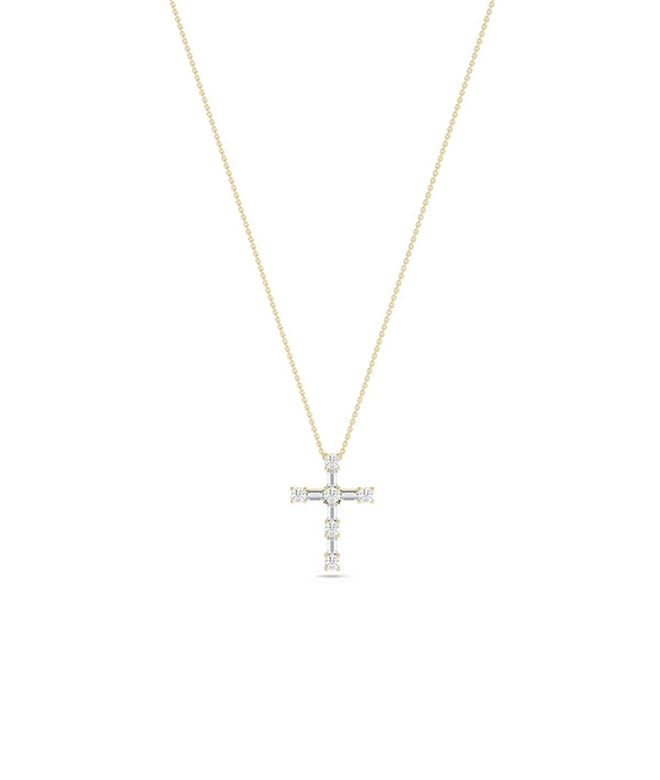 Close-up showing 17mm cross with complete diamond pav coverage alternate view
