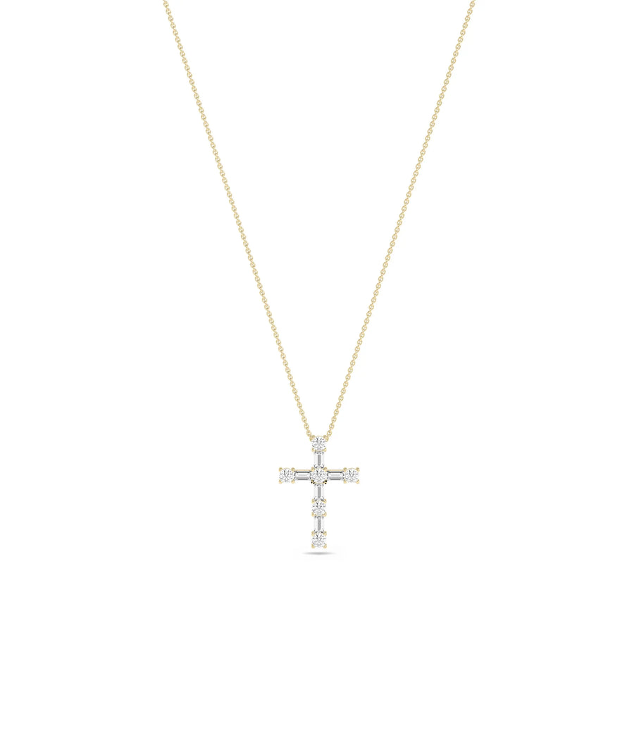 Close-up showing 17mm cross with complete diamond pav coverage