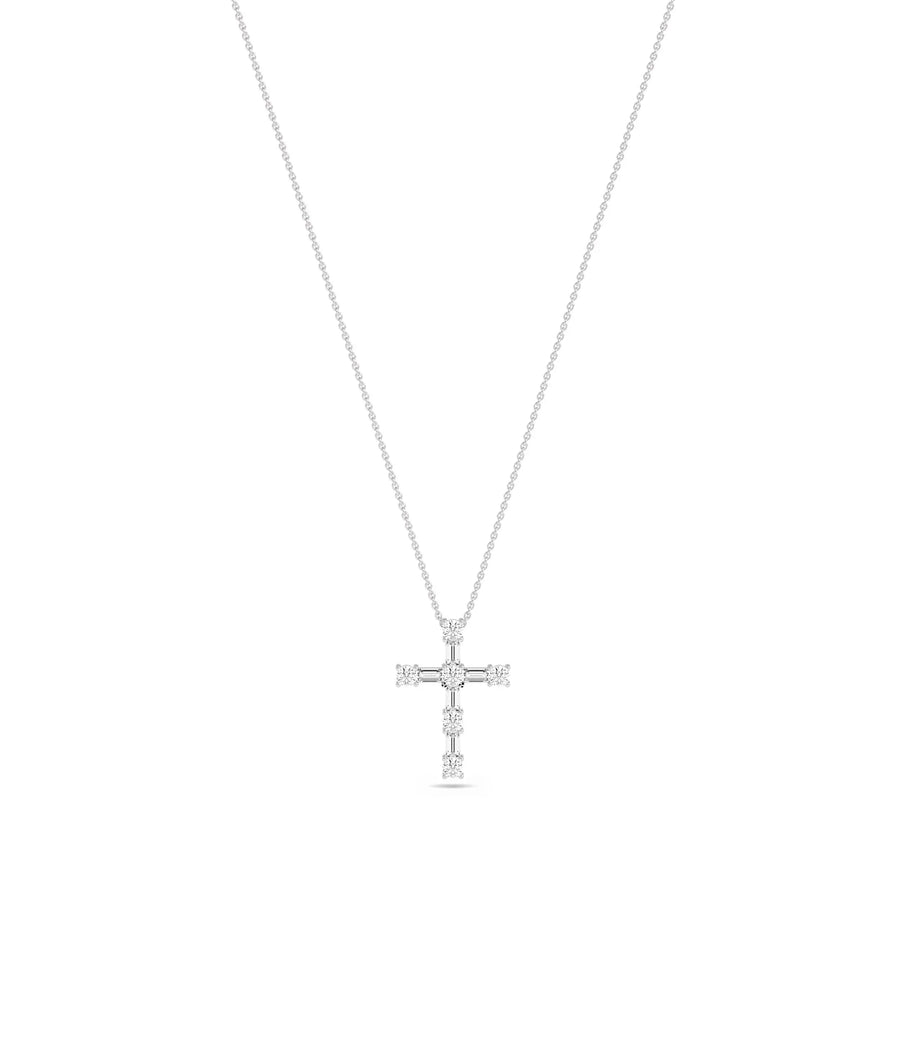 Diamond Cross Charm in white gold brilliant faith sparkle