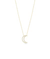 Diamond Pave Moon Outline Necklace in yellow gold celestial crescent