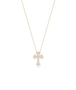Diamond Pave Cross Necklace in rose gold warm spiritual elegance