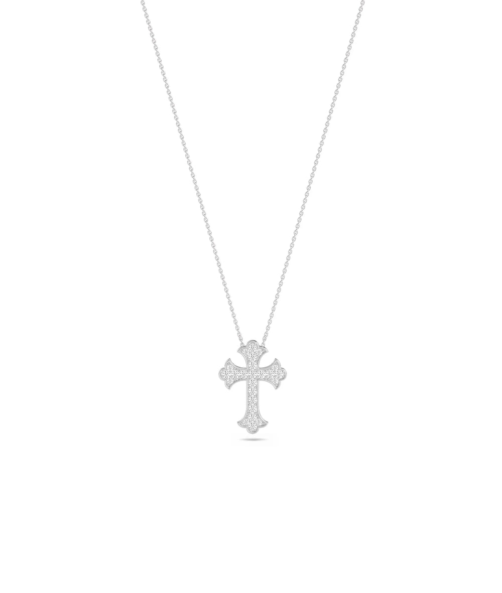Diamond Pave Cross Necklace in white gold brilliant faith sparkle