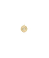 Fluted Circle Charm with Diamond Solitaire in yellow gold textured