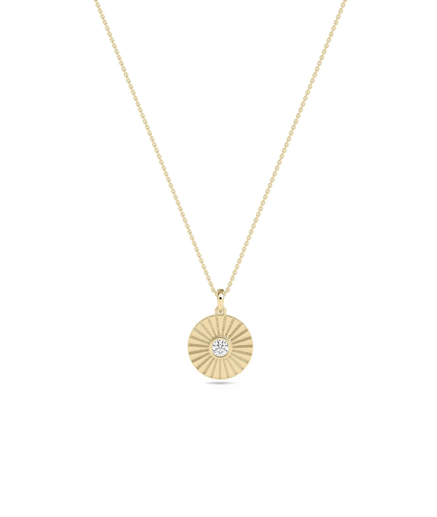 Detail shot of architectural fluted texture on 10mm coin pendant