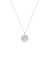 Fluted Circle Charm with Diamond in white gold refined sparkle