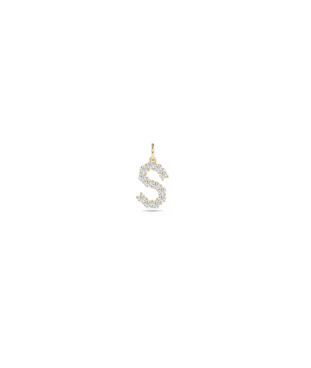 Diamond Pave Initial yellow gold personalized meaningful elegant