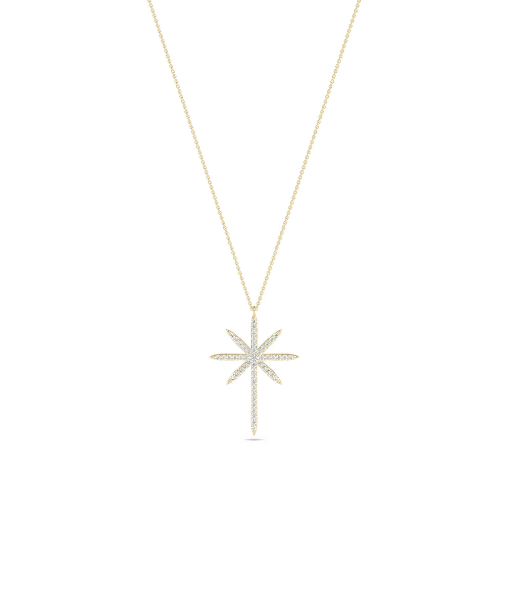 Diamond Star Cross yellow gold spiritual celestial substantial elegant