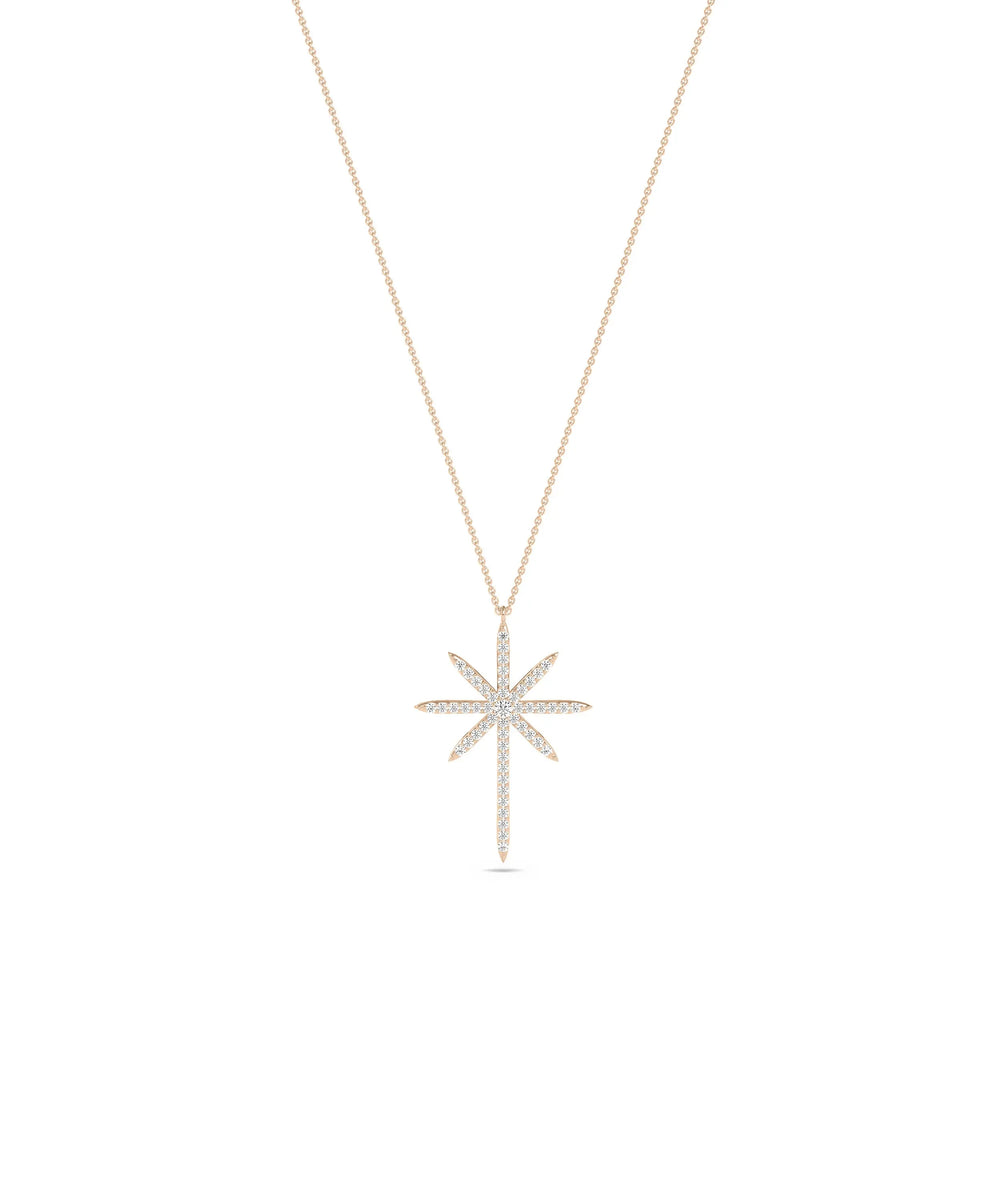 Rose gold Diamond Star Cross featuring substantial sparkle