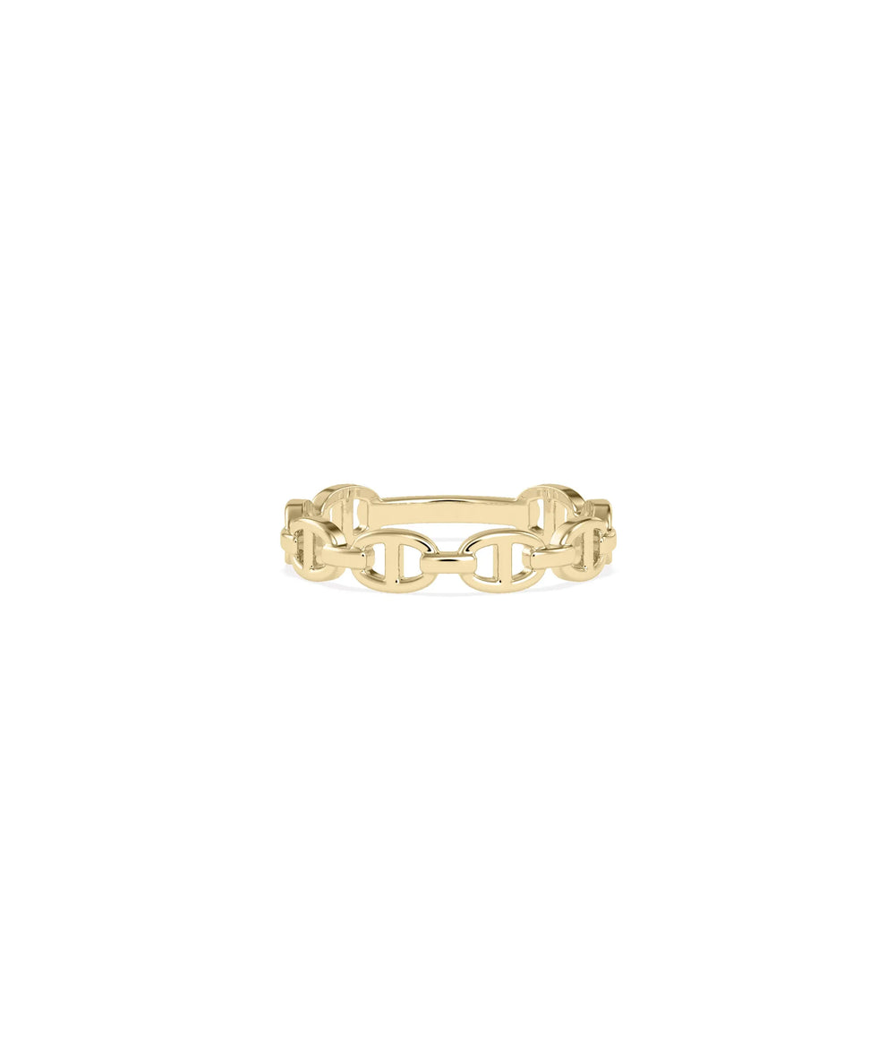 Naval Link Gold Band Ring yellow gold showcasing maritime-inspired chain texture