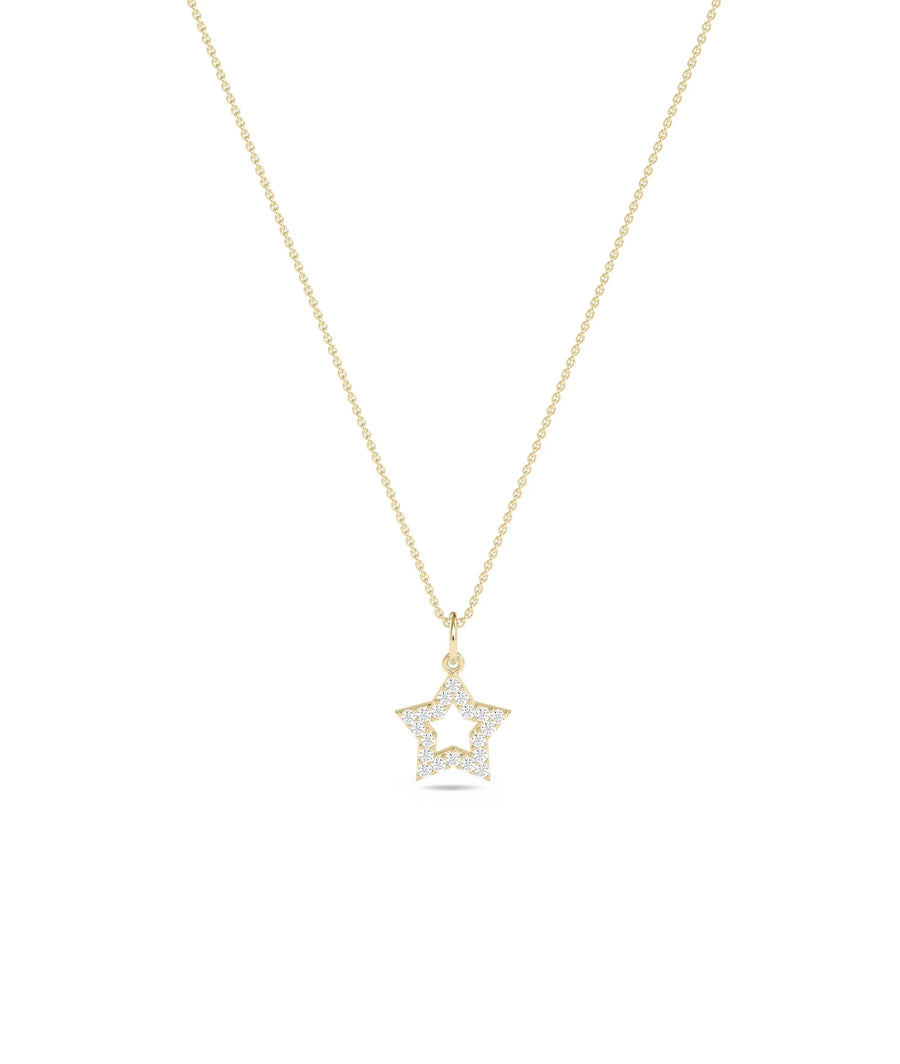 Star outline pave diamonds 10mm 0.10 ctw celestial close-up